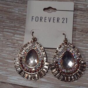 Forever 21 gold tone pear shaped earrings new